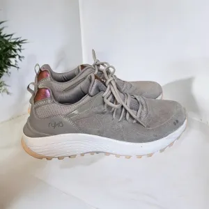 RYKA Kali Suede Sneakers Trail Leather Gray Pink Size 8 Wide FAST SHIPPING