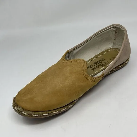 Sabah Loafers Shoes Womens 8.5 - 9 EU 40 Khaki Tan Nude 2 Tone Leather Slip On
