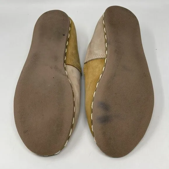 Sabah Loafers Shoes Womens 8.5 - 9 EU 40 Khaki Tan Nude 2 Tone Leather Slip On