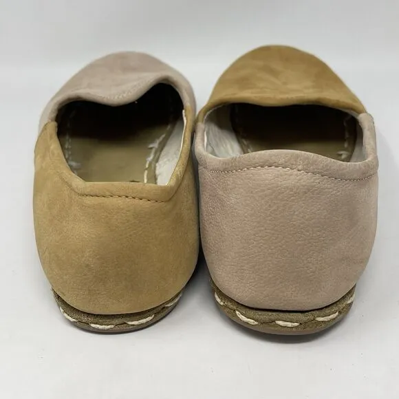 Sabah Loafers Shoes Womens 8.5 - 9 EU 40 Khaki Tan Nude 2 Tone Leather Slip On