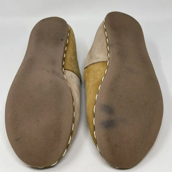 Sabah Loafers Shoes Womens 8.5 - 9 EU 40 Khaki Tan Nude 2 Tone Leather Slip On