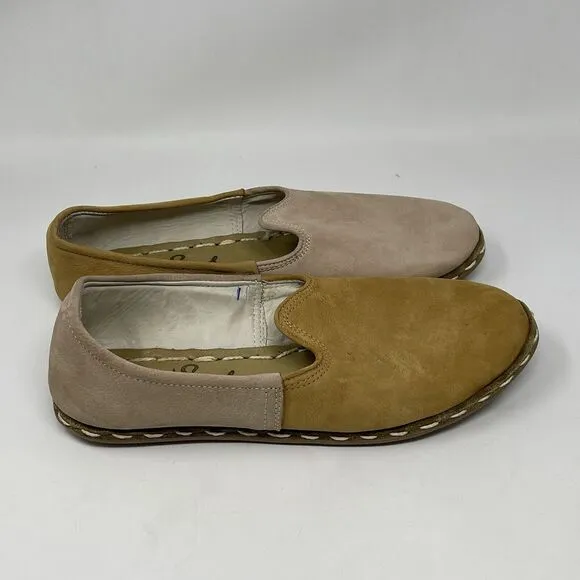 Sabah Loafers Shoes Womens 8.5 - 9 EU 40 Khaki Tan Nude 2 Tone Leather Slip On