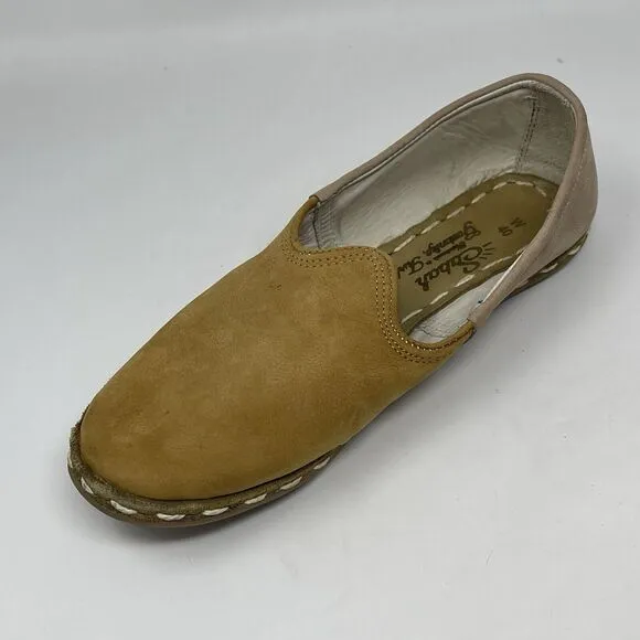 Sabah Loafers Shoes Womens 8.5 - 9 EU 40 Khaki Tan Nude 2 Tone Leather Slip On