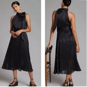 Sachin &amp; Babi x Anthropologie halter neck fit &amp; flare polkadot midi dress size 4