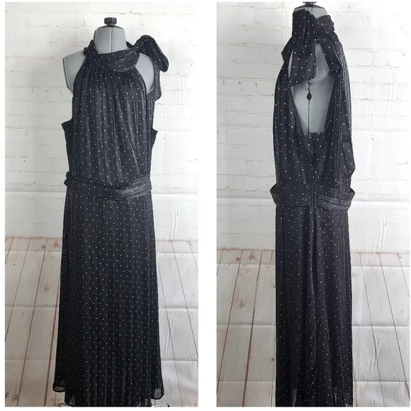 Sachin &amp; Babi x Anthropologie halter neck fit &amp; flare polkadot midi dress size 4