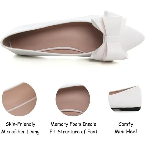 Sailing Lu Flat Shoes Women White Faux Suede Bowknot Ballet Comfortable Shoes