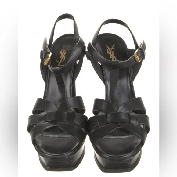 Saint Laurent Leather T-Strap Sandals