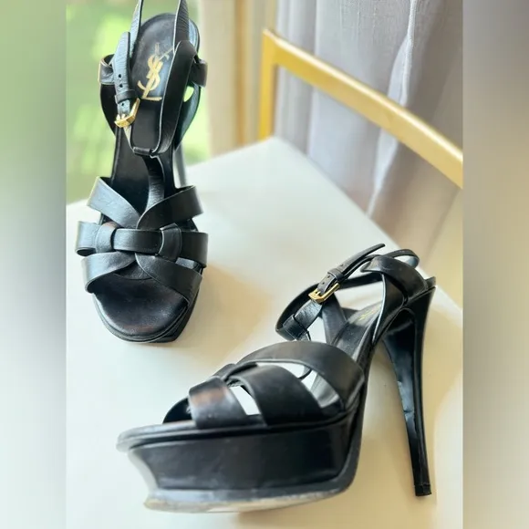 Saint Laurent Leather T-Strap Sandals