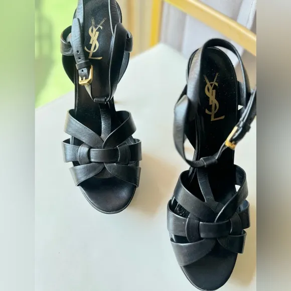 Saint Laurent Leather T-Strap Sandals