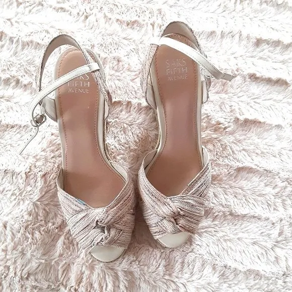 Saks fifth Avenue Espadrille Knot Wedge Sandals Size 8.5M
