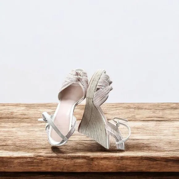 Saks fifth Avenue Espadrille Knot Wedge Sandals Size 8.5M