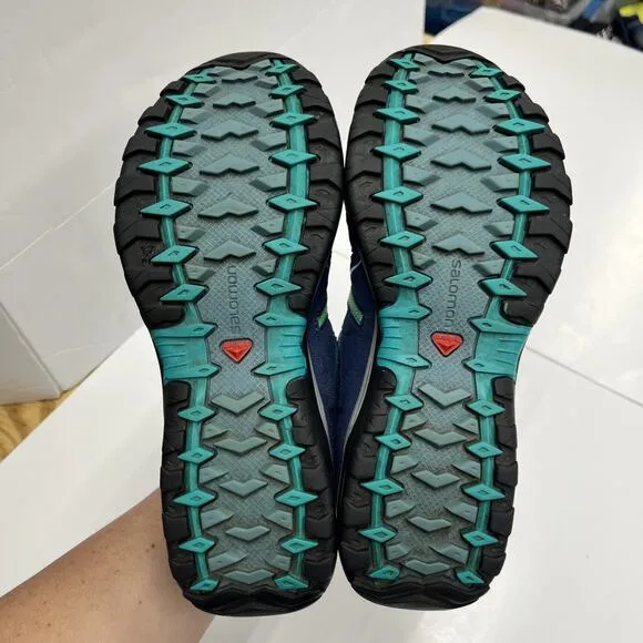 Salomon Ellipse Aero Blue/Gray Green Hiking Trail Shoes Sneakers Women’s Size 8