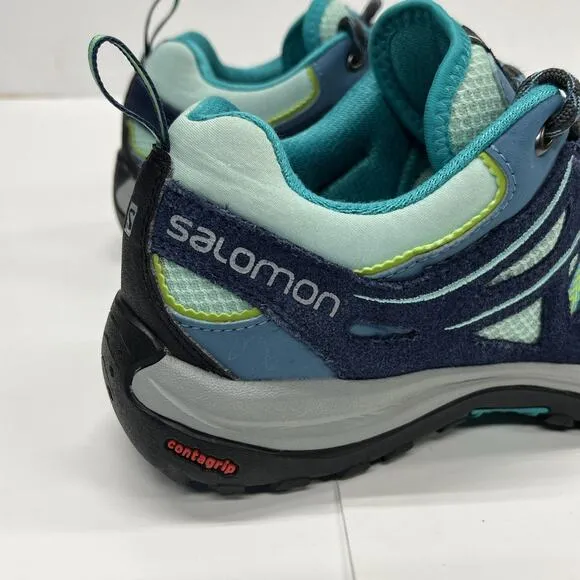 Salomon Ellipse Aero Blue/Gray Green Hiking Trail Shoes Sneakers Women’s Size 8