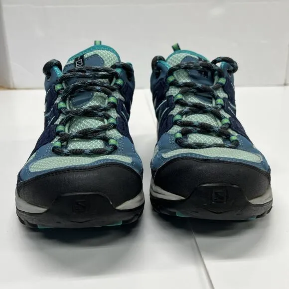 Salomon Ellipse Aero Blue/Gray Green Hiking Trail Shoes Sneakers Women’s Size 8