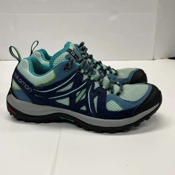 Salomon Ellipse Aero Blue/Gray Green Hiking Trail Shoes Sneakers Women’s Size 8