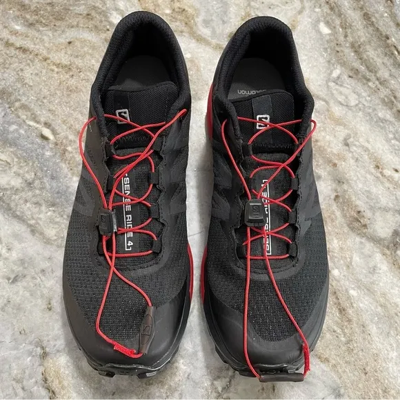 Salomon Sense Ride 4 Black Red Men's Trail Running Shoes Sneakers Goji Berry