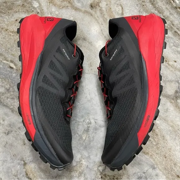 Salomon Sense Ride 4 Black Red Men's Trail Running Shoes Sneakers Goji Berry