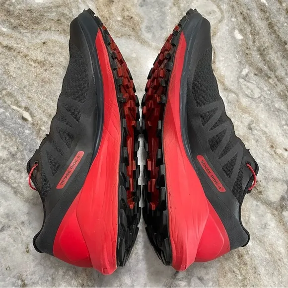 Salomon Sense Ride 4 Black Red Men's Trail Running Shoes Sneakers Goji Berry