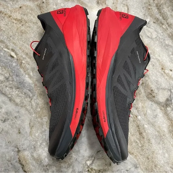 Salomon Sense Ride 4 Black Red Men's Trail Running Shoes Sneakers Goji Berry