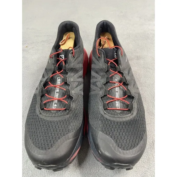 Salomon Shoes Men 8 Black Red  Sense Ride 4 Ortholite Trail Run Sneakers Train