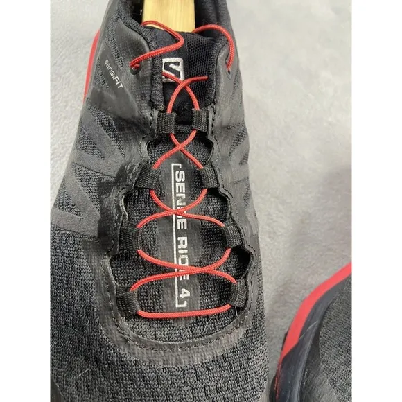 Salomon Shoes Men 8 Black Red  Sense Ride 4 Ortholite Trail Run Sneakers Train