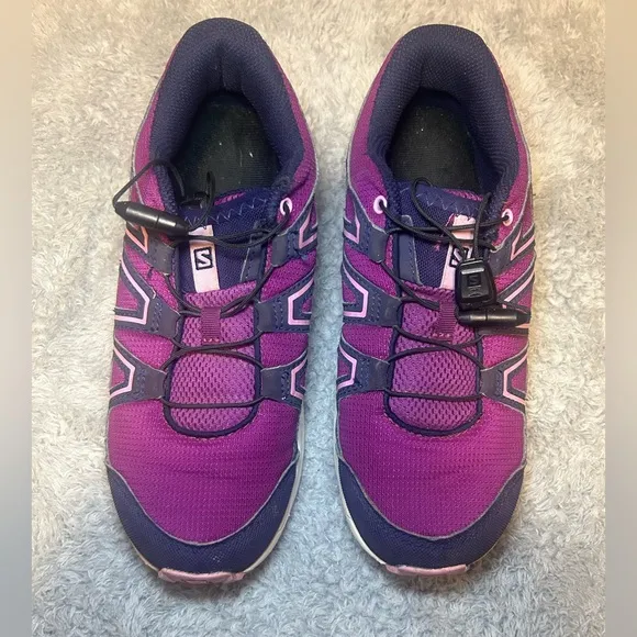 Salomon SpeedCross Contagrip Youth Girls Running Sneakers, Size 4