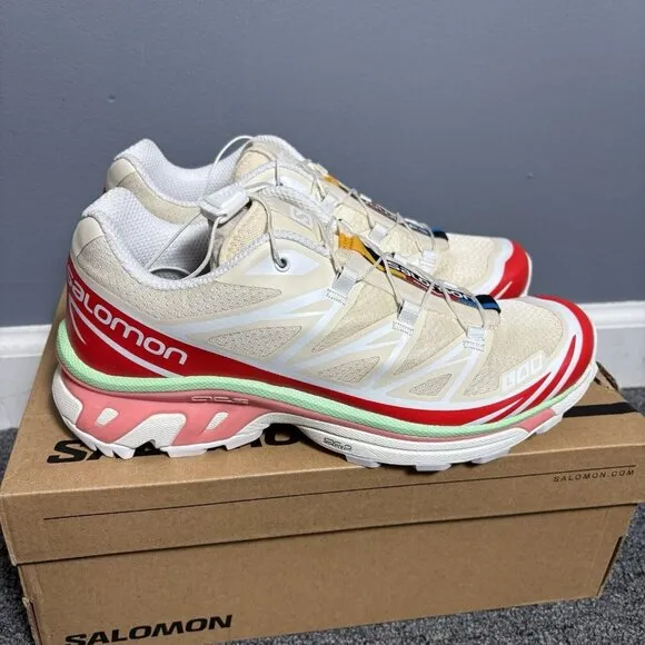 SALOMON XT-6 Trail Running Sneakers Womens 10.5/Mens 9.5 Shortbread/Poppy 472933