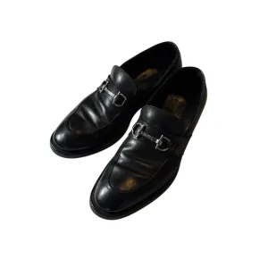 Salvatore Ferragamo Black Leather Silver Horse Bit Loafers 9 D Shoes