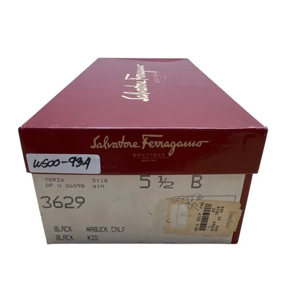 Salvatore Ferragamo Brown Croc-Embossed Leather Block Heel Loafers Sz 5.5B- New