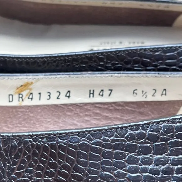 Salvatore Ferragamo Brown Croc-Embossed Leather Block Heel Loafers Sz 5.5B- New