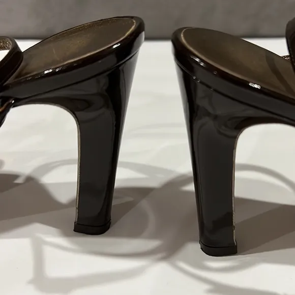 Salvatore Ferragamo Brown Jeweled Heel Sandals‎