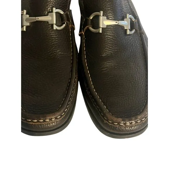 Salvatore Ferragamo Loafer Magnifico •Men 11 EE• Brown Leather Gancini Horse Bit