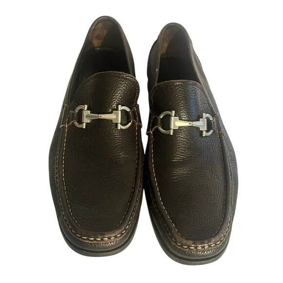 Salvatore Ferragamo Loafer Magnifico •Men 11 EE• Brown Leather Gancini Horse Bit