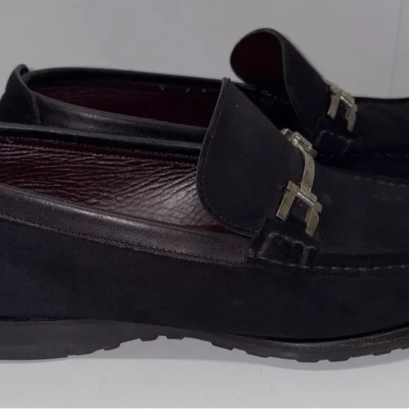 Salvatore Ferragamo Mens Black‎ Suede Moc Toe Slip On Loafer Shoes Size 11 D