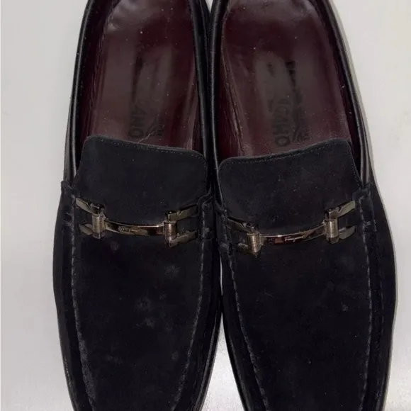 Salvatore Ferragamo Mens Black‎ Suede Moc Toe Slip On Loafer Shoes Size 11 D