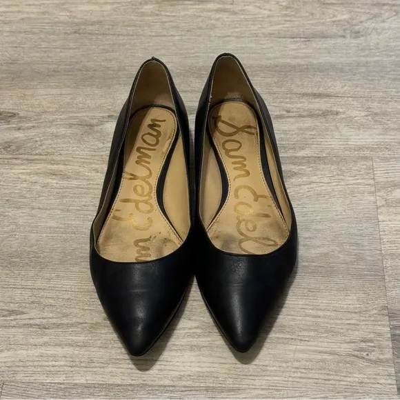Sam Edelman Black Leather Pointed Toe Ballet Flats With Spikey Studs Size 6 EUC