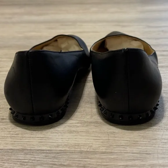 Sam Edelman Black Leather Pointed Toe Ballet Flats With Spikey Studs Size 6 EUC