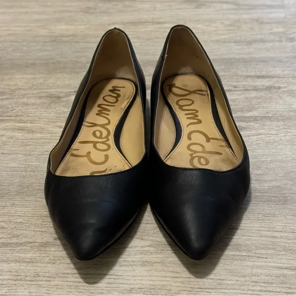Sam Edelman Black Leather Pointed Toe Ballet Flats With Spikey Studs Size 6 EUC