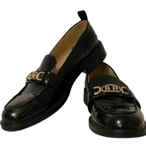 Sam Edelman Christy Black Patent Leather Chain Loafers 8