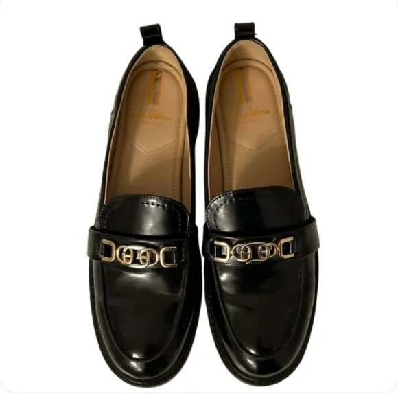 Sam Edelman Christy Black Patent Leather Chain Loafers 8