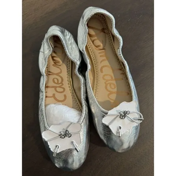 Sam Edelman Felicia Silver Metallic Leather Flats 6.5 Women’s