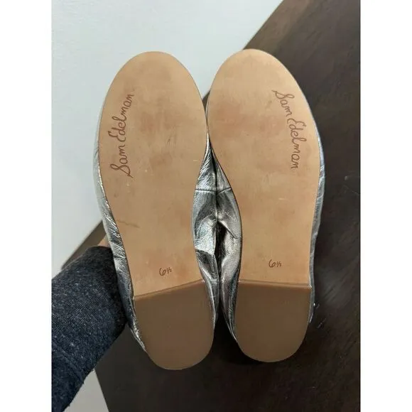 Sam Edelman Felicia Silver Metallic Leather Flats 6.5 Women’s