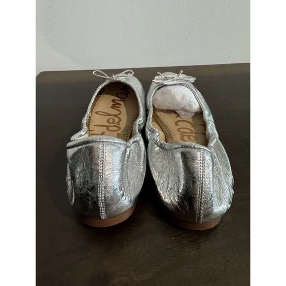 Sam Edelman Felicia Silver Metallic Leather Flats 6.5 Women’s