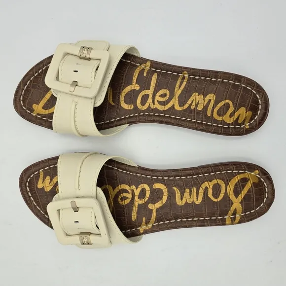 Sam Edelman Gaige Flat Slide Sandals, Modern Ivory, Women's 10.5, Like New!