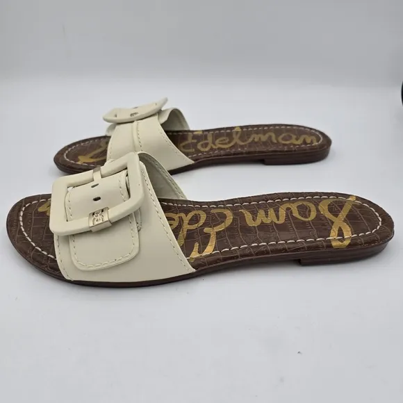 Sam Edelman Gaige Flat Slide Sandals, Modern Ivory, Women's 10.5, Like New!
