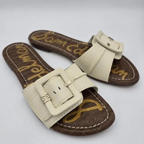 Sam Edelman Gaige Flat Slide Sandals, Modern Ivory, Women's 10.5, Like New!