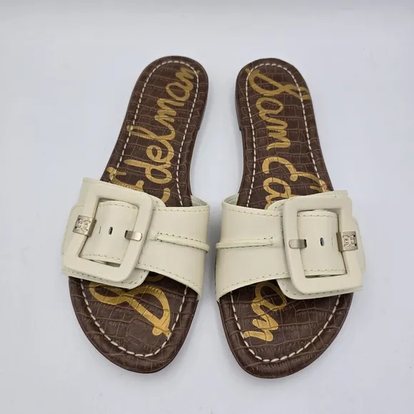 Sam Edelman Gaige Flat Slide Sandals, Modern Ivory, Women's 10.5, Like New!