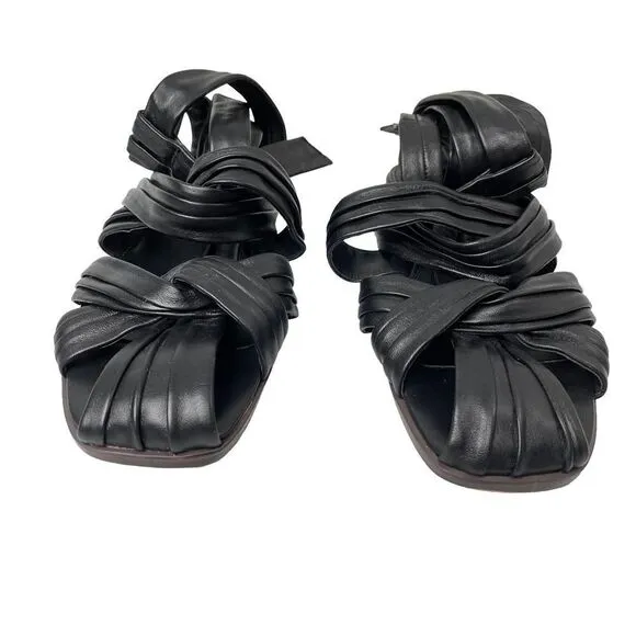 SAM EDELMAN Imogene leather Wrap gladiator Sandals Sz 8 black boho lagenlook