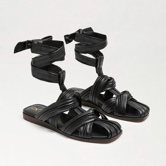 SAM EDELMAN Imogene leather Wrap gladiator Sandals Sz 8 black boho lagenlook