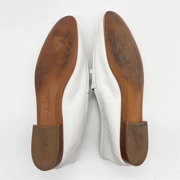 Sam Edelman Loraine Bit Loafers Size 9 White Leather Casual Flats Almond Toe